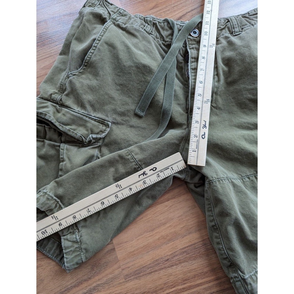 Abercrombie Fitch Shorts Mens 32 Army Y2K Button Drawstring Paratrooper Heavy A4 - Picture 9 of 9